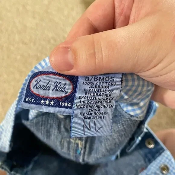 Infant Baby Boy Koala Kids Firetruck Police Car Denim Overalls - Picture 3 of 3